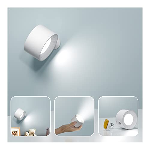 Feallive Lámpara de pared LED, Apliques Pared Interior 1 Pcs puerto de carga USB Mordern Mental Lámpara de interior Control táctil 3 niveles de brillo Focos de pared libremente giratorio luces