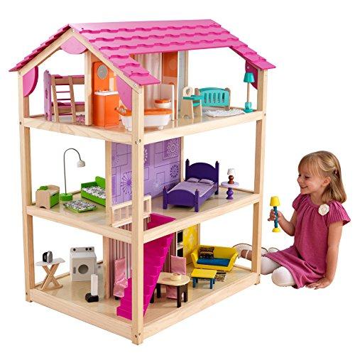 KidKraft- So Chic Casa de muñecas de madera con muebles y accesorios incluidos, 3 pisos, para muñecas de 30 cm , Color Multicolor (65078)