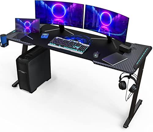 KLIM K160 Gaming Desk - Mesa Gaming de 160 x 60 cm con gestión de Cables y Alfombrilla de ratón XL - Fácil de Montar - Escritorio Gamer de Metal y Madera para Ordenador - GARANTÍA DE 20 AÑOS