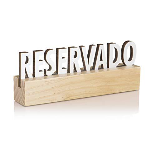 LoveMyBar - 6 uds Reservado Ideal para Mesa Bar Restaurante - Base Madera de Pino, Cartel Letrero Blanco