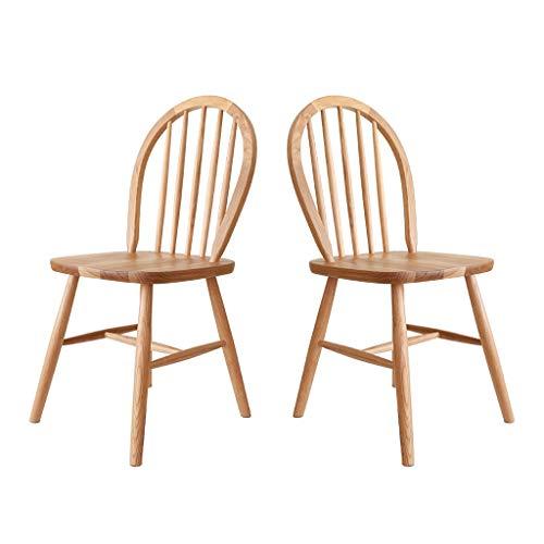 Pan&Pan Juego de 2 sillas Windsor, sillas de Madera Country, Muebles de Comedor Vintage sin Brazos, sillas de Comedor Nostalgia Arrow Back, Roble (2)