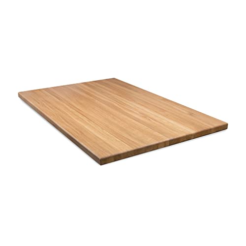 Rikmani Tablero de madera maciza de roble, mesa de comedor de madera natural, escritorio, encimera, cocina, tablero de roble macizo, tablero de madera, 100 x 70 x 4 cm, claro (redondeado)