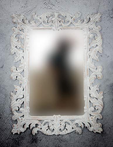 Rococo Espejo de Pared Decorativo Made Bara de 120x90cm en Blanco decapado