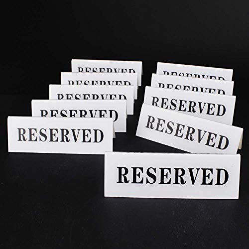 Airgoesin - Letrero con texto en inglés “reserved”, de acrílico, reservado, para mesa, letrero de doble cara, 12 cm x 4 cm, ideal para restaurante, hotel, cafetería, bar, 10 unidades