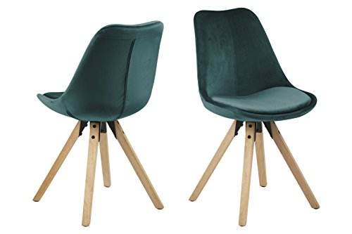 Amazon Brand - Movian Arendsee - Juego de 2 sillas de comedor, 55 x 48,5 x 85 cm, verde