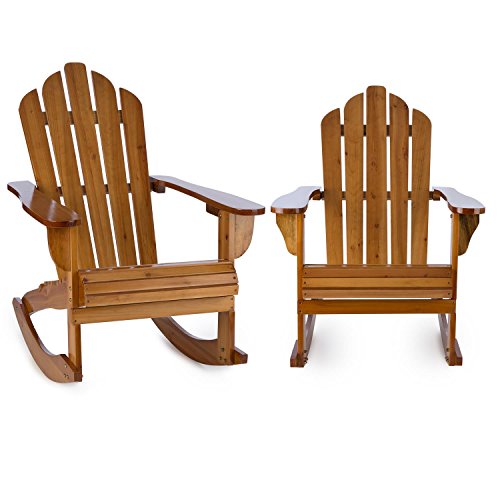 blumfeldt Rushmore Set 2 sillas de jardín Estilo clásico Adirondack (Madera de Pino, 71x95x105 cm, Plegable, Resistente a Intemperie) - marrón