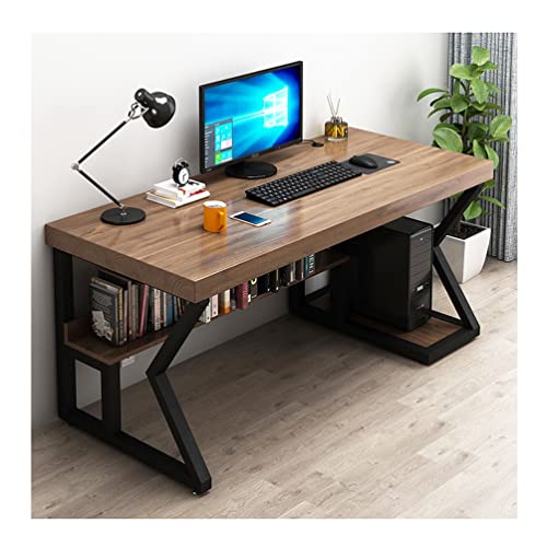 Escritorio de computadora Home Office Solid Wood Computer Desk, Writing and Reading Workstation Study Desk, with Bookshelf and CPU Bracket (Size : 220x80x75cm)