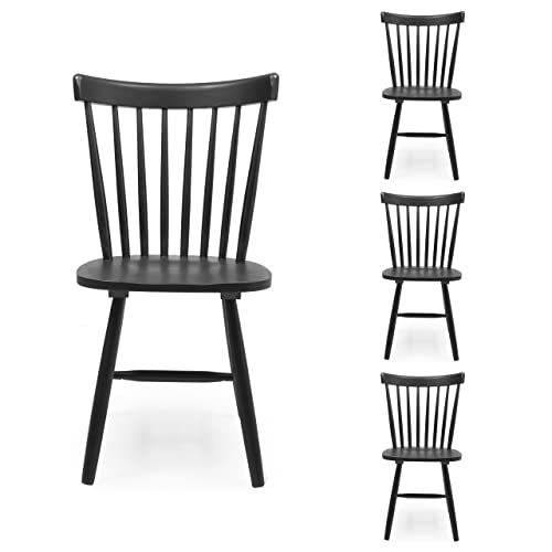 Homely – Pack de 4 sillas de Comedor o Cocina de diseño Colonial Vintage Vicky Fabricadas en Madera y MDF en Color Negro, de 50x52,5x86 cm, Altura del Asiento 44,5 cm