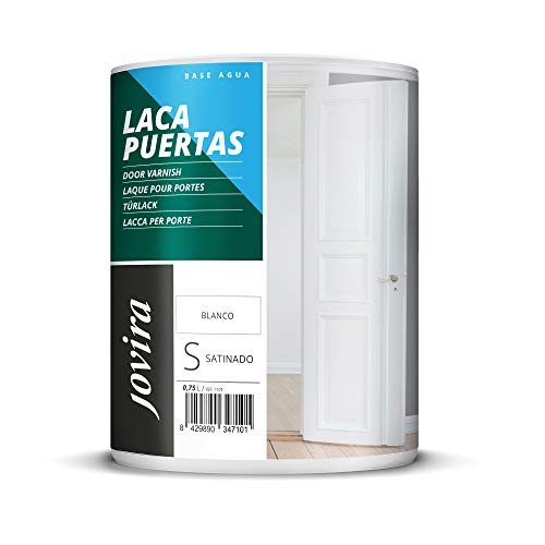 JOVIRA PINTURAS Esmalte Laca para Puertas al Agua Satinado, Renueva y decora las puertas y muebles de madera (750 Mililitros, blanco)