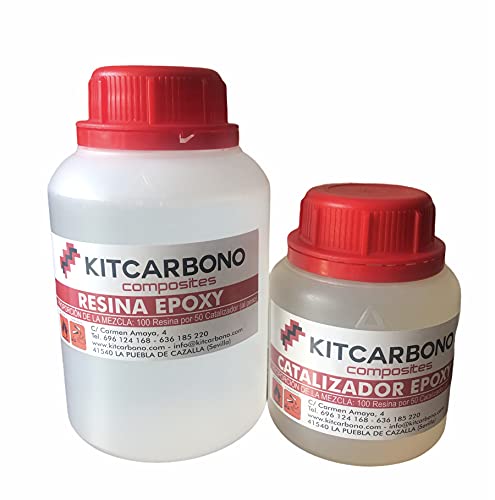 Kitcarbono Resina Epoxi Profesional Transparente 500gr para Joyería, manualidades, mesas de madera, fibra de carbono.