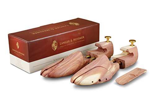 Langer & Messmer hormas para zapatos de madera de cedro (para hombre y mujer), incluye calzador pequeño de madera de cedro, perfecto para viajes tamaño 34-50, el original (42/43 EU)