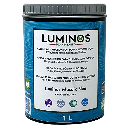 Luminos LUM1104 - MOSAIC BLUE - Lasur al Agua basado en Biopolimeros. Protector Para Madera Exterior - Azul Mosaico 1L