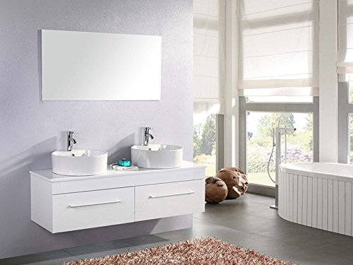 Muebles para baño para cuarto de baño White Cardellino con espejo 150 cm grifos incluido