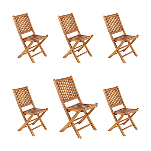 Pack 6 sillas jardín Teca Plegables, Madera Teca Grado A, Medidas 48x60x85 cm, Tratamiento al Agua aplicado, sillas de teka para Comedor, Silla de terraza