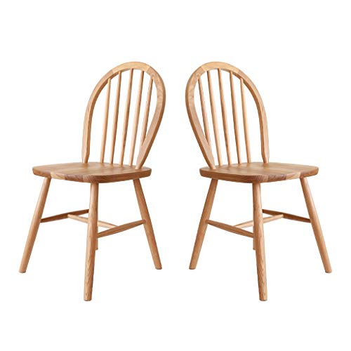 Pan&Pan Juego de 2 sillas Windsor, sillas de Madera Country, Muebles de Comedor Vintage sin Brazos, sillas de Comedor Nostalgia Arrow Back, Roble (2)
