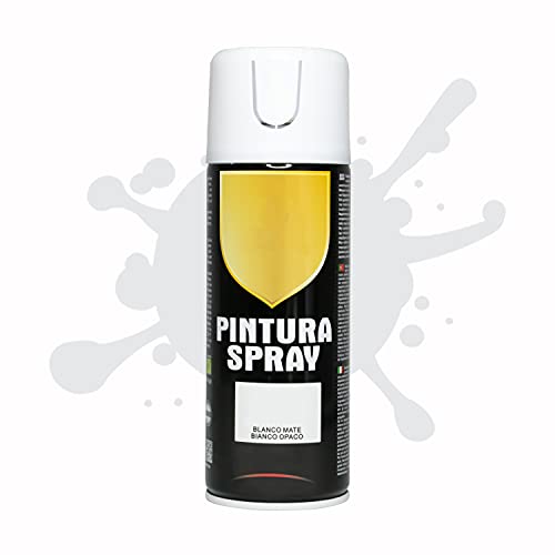 Pintura Spray 400ml para Metal/Madera/Plástico (Blanco Mate, 1 Bote)