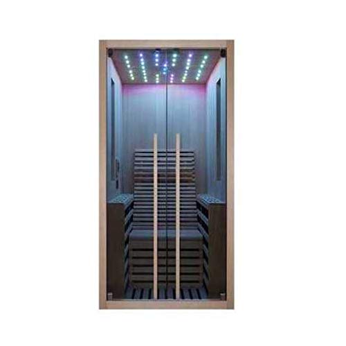 Sauna infrarroja para dos personas, 100 x 103 cm, con función Bluetooth, cromoterapia irradiante de carbono