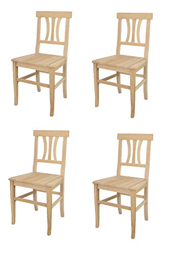 t m c s Tommychairs - Set 4 sillas Artemisia para Cocina y Comedor, Estructura en Madera de Haya lijada, no tratada, 100% Natural y Asiento en Madera
