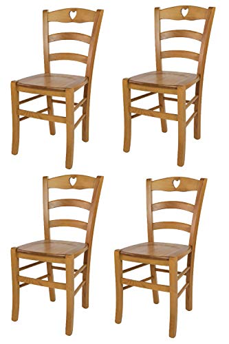 t m c s Tommychairs - Set 4 sillas Cuore para Cocina y Comedor, Estructura en Madera de Haya Color Roble y Asiento en Madera
