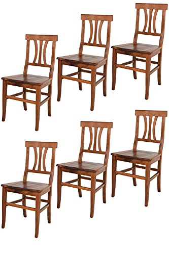 t m c s Tommychairs - Set 6 sillas Artemisia para Cocina y Comedor, Estructura y Asiento en Madera de Haya Pintada en Color Nogal Antiguo
