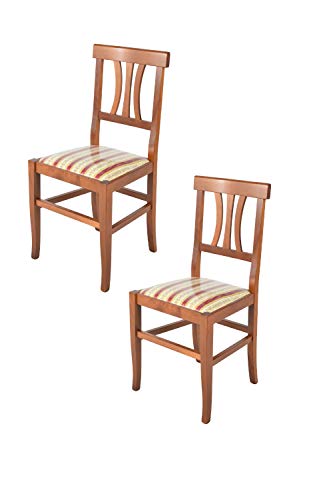 Tommychairs - Set 2 sillas Artemisia para Cocina y Comedor, Estructura en Madera de Haya Color Nogal Claro y Asiento en Tela lisere roja