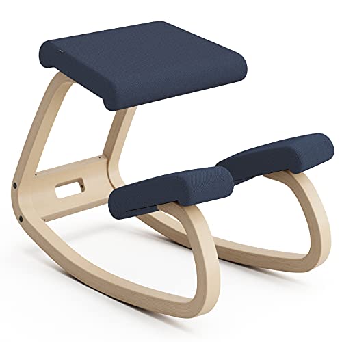 Varier Variable, Original Kneeling Chair, Designed by Peter Opsvik, Natural/Blue