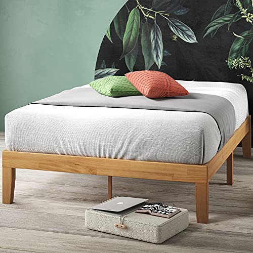 Zinus Moiz Estructura de cama con plataforma de madera de 35 cm, Base de madera maciza, Somier de listones de madera, Montaje sencillo, 135 x 190 cm, Natural