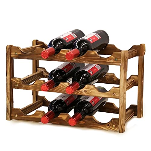 MAGIC SELECT Vinoteca de Madera Maciza para 12 Botellas. Botellero Rústico para Apilar Botellas de Vino. Almacenamiento de Botellas de Vino para Hogar, Bodega, Bar, Cocina.