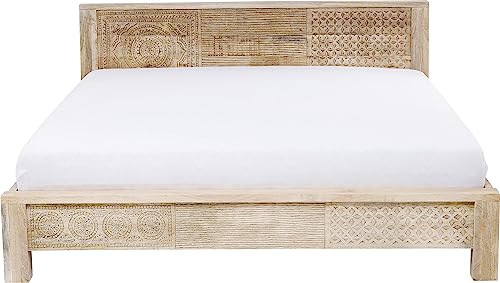 Kare Design Cama madera Puro, 160x200cm, marron claro, dormitorio, mango de madera maciza lacado