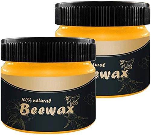 Beewax - Cera de abeja tradicional para madera y muebles, Beewax multiusos para limpiador de madera y toallitas de pulido – no tóxico para muebles para embellecer y proteger (2 unidades)