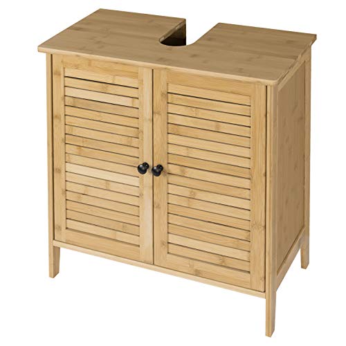 EUGAD Mueble de Baño Armario para Debajo de Lavabo Almacenamiento con 2 Puertas Bambú 60 x 30 x 60 cm 0017WY