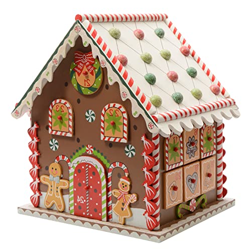 Magie di Natale Calendario de Adviento en forma de casa de azúcar de madera MDF de 27 cm