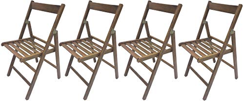 4 sillas plegables para bar - sillas de madera plegables y ergonómicas, ahorraespacio - para Casa, Jardín, Camping, Fiestas - Color Nogal