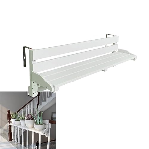 Mesa de balcón Mesa de balcón de madera maciza colgante Outdoo Mesa de escritorio de balcón pequeña for riel Barandilla de balcón que se puede hacer for elegir Barra de balcón plegable / almacenable (