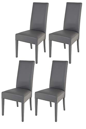 t m c s Tommychairs - Set 4 sillas Luisa para Cocina, Comedor, Bar y Restaurante, solida Estructura en Madera de Haya y Asiento tapizado en Polipiel Gris Oscuro