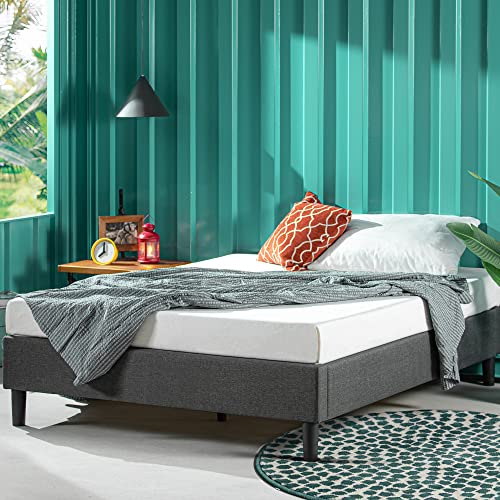 ZINUS Curtis Estructura de cama tapizada de 35 cm, Base para colchón, Soporte de láminas de madera, Montaje sencillo, 150 x 190 cm, Gris
