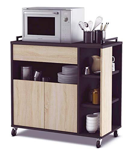 Abitti Mueble de Cocina Auxiliar para microondas en Color Negro y Roble 80x76cm