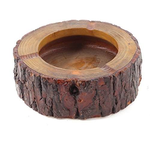Ruilogod Tronco de tablero de mesa estilo redondo cigarrillo de madera ceniza cenicero