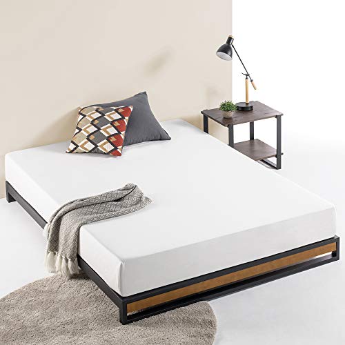 Zinus Suzanne de 15 cm, Estructura de cama de metal y madera, somier de listones de madera, fácil montaje, 135 x 190 cm, color castaño